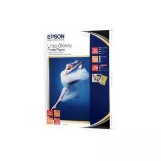 Epson Ultra Glossy Photo Paper, C13S041944BH, foto papier, lesklý, biely, R200, R300, R800, RX425, RX500, 13x18cm, 5x7", 300 g/m2, 5