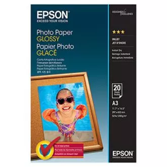 Epson Glossy Photo Paper, C13S042536, fotopapier, lesklý, biely, Stylus Color, Photo, Pro, A3, 200 g/m2, 20 ks, inkoustový Epson Glossy Photo Paper, C13S042536, fotopapier, lesklý, biely, Stylus Color, Photo, Pro, A3, 200 g/m2, 20 ks, inkoustový