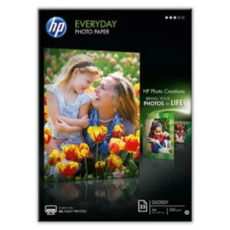 HP Everyday Glossy Photo Paper, Q5451A, fotopapier, lesklý, biely, A4, 200 g/m2, 25 ks, inkoustový HP Everyday Glossy Photo Paper, Q5451A, fotopapier, lesklý, biely, A4, 200 g/m2, 25 ks, inkoustový