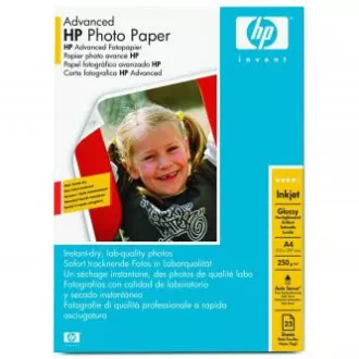 HP Advanced Glossy Photo Paper, Q5456A, fotopapier, lesklý, zdokonalený typ biely, A4, 250 g/m2, 25 ks, inkoustový