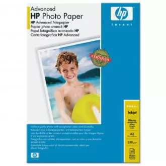 HP Advanced Glossy Photo Paper, Q8697A, fotopapier, lesklý, zdokonalený typ biely, A3, 250 g/m2, 20 ks, inkoustový