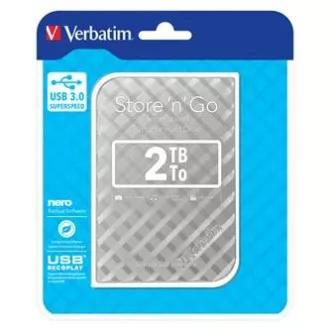 Verbatim externý pevný disk, Store N Go, 2.5", USB 3.0 (3.2 Gen 1), 2TB, 53198, striebra