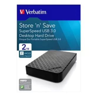 Verbatim externý pevný disk, Store N Save, 3.5", USB 3.0 (3.2 Gen 1), 2TB, 47683, černý