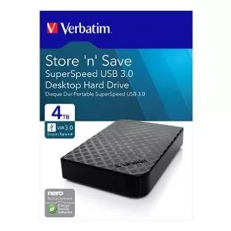 Verbatim externý pevný disk, Store N Save, 3.5", USB 3.0 (3.2 Gen 1), 4TB, 47685, černý