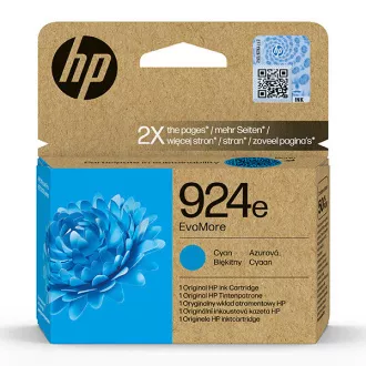 Farba do tlačiarne HP 924e (4K0U7NE) - cartridge, cyan (azúrová)