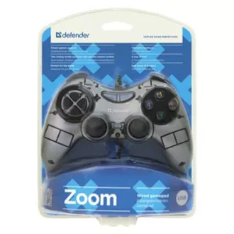Gamepad Defender Zoom, 10tl., USB, sivý, vibračné, Windows XP/VISTA/7/8/10 Gamepad Defender Zoom, 10tl., USB, sivý, vibračné, Windows XP/VISTA/7/8/10