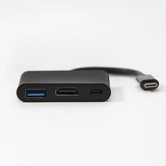 USB/Video prevodník + HUB, DP Alt Mode, USB C samec - HDMI samice + USB C samice (PD) + USB A samice, čierny, All New box 4K2K@30H