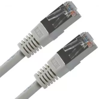 Síťový LAN kábel FTP patchcord, Cat.5e, RJ45 samec - RJ45 samec, 2 m, tienený, sivý, economy