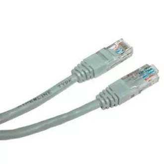 Síťový LAN kábel UTP crossover patchcord, Cat.6, RJ45 samec - RJ45 samec, 2 m, netienený, krížený, šedý, na prepojenie 2 PC, econo