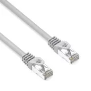 Síťový LAN kábel S/FTP patchcord, Cat.6a, RJ45 samec - RJ45 samec, 3 m, dvojité tieni, LSOH, sivý, 10 Gb/s, economy