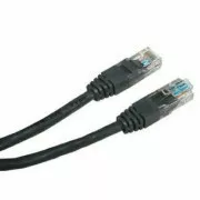 Sieťový LAN kábel UTP patchcord, Cat.5e, RJ45 samec - RJ45 samec, 3 m, netienený, čierny, economy, DOPREDAJ