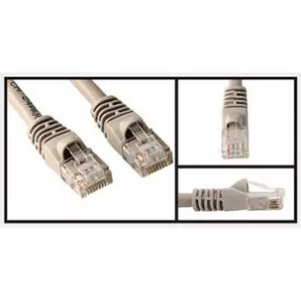 Síťový LAN kábel UTP patchcord, Cat.5e, RJ45 samec - RJ45 samec, 5 m, netienený, šedý, Logo blister