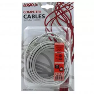 Síťový LAN kábel UTP patchcord, Cat.5e, RJ45 samec - RJ45 samec, 5 m, netienený, šedý, Logo blister
