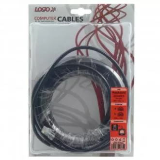 Síťový LAN kábel UTP patchcord, Cat.5e, RJ45 samec - RJ45 samec, 10 m, netienený, šedý, Logo blister