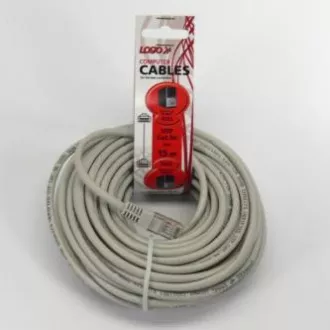 Síťový LAN kábel UTP patchcord, Cat.5e, RJ45 samec - RJ45 samec, 15 m, netienený, šedý, Logo LOGO bag