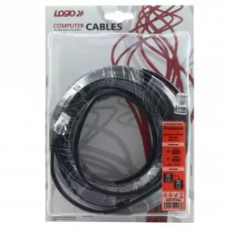 Síťový LAN kábel UTP crossover patchcord, Cat.5e, RJ45 samec - RJ45 samec, 15 m, netienený, krížený, šedý, na prepojenie 2 PC, Log