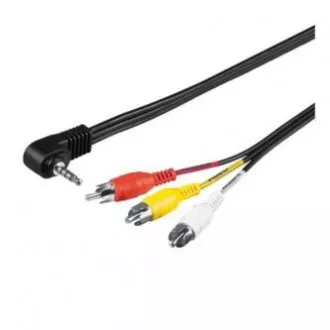 Audio/Video kábel Jack (3.5mm) samec - 3x CINCH samec, 1.5m, 4-pólový jack 90 °, čierny, Logo blister Audio/Video kábel Jack (3.5mm) samec - 3x CINCH samec, 1.5m, 4-pólový jack 90 °, čierny, Logo blister