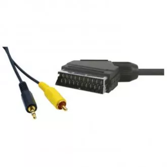 Video kábel SCART samec - CINCH samec + Jack (3.5mm) samec, 5m, černý, DOPRODEJ Video kábel SCART samec - CINCH samec + Jack (3.5mm) samec, 5m, černý, DOPRODEJ