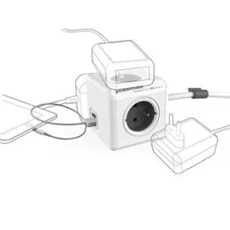 Síťový kabel 230V predlžovací, CEE7 (vidlica) - POWERCUBE, 1.5m, EXTENDED USB, sivý, POWERCUBE, 4 zásuvky, PD 20W A + C Síťový kabel 230V predlžovací, CEE7 (vidlica) - POWERCUBE, 1.5m, EXTENDED USB, sivý, POWERCUBE, 4 zásuvky, PD 20W A + C