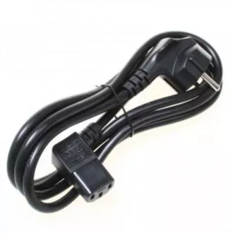 Síťový kabel 230V napájací, CEE7 (vidlica) - C13, 2m, VDE approved, černý, Logo, lomený