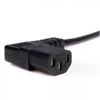 Síťový kabel 230V napájací, CEE7 (vidlica) - C13, 2m, VDE approved, černý, Logo, lomený