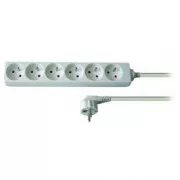 Síťový kabel 230V predlžovací, CEE7 (vidlica) - zásuvka 6x, 2m, VDE approved, biela