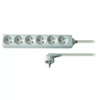 Síťový kabel 230V predlžovací, CEE7 (vidlica) - zásuvka 6x, 2m, VDE approved, biela