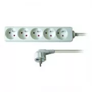 Síťový kabel 230V predlžovací, CEE7 (vidlica) - zásuvka 5x, 3m, VDE approved, biely