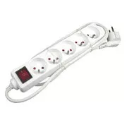Síťový kabel 230V predlžovací, CEE7 (vidlica) - zásuvka 5x, 10m, VDE approved, biela, s vypínačom