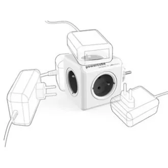 Rozbočovacia zásuvka 240V, CEE7 (vidlica) - POWERCUBE, 0.1m, ORIGINAL, sivá, POWERCUBE, 5 zásuviek, dětská poistka Rozbočovacia zásuvka 240V, CEE7 (vidlica) - POWERCUBE, 0.1m, ORIGINAL, sivá, POWERCUBE, 5 zásuviek, dětská poistka