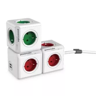 Rozbočovacia zásuvka 240V, CEE7 (vidlica) - POWERCUBE, 0.1m, ORIGINAL USB, červená, POWERCUBE, 4 zásuvky, 2xUSB porty Rozbočovacia zásuvka 240V, CEE7 (vidlica) - POWERCUBE, 0.1m, ORIGINAL USB, červená, POWERCUBE, 4 zásuvky, 2xUSB porty