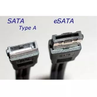 Kabel k hardisku dátový, SATA samec - eSATA samec, 0.5 m, 6 Gb/s, černý, balené v sáčku Kabel k hardisku dátový, SATA samec - eSATA samec, 0.5 m, 6 Gb/s, černý, balené v sáčku