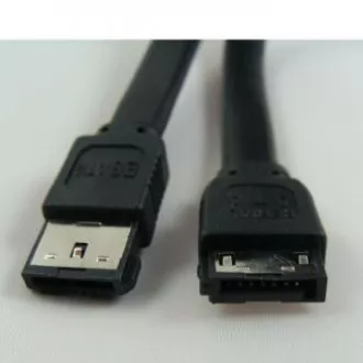 Kabel k hardisku dátový, SATA samec - eSATA samec, 0.5 m, 6 Gb/s, černý, balené v sáčku Kabel k hardisku dátový, SATA samec - eSATA samec, 0.5 m, 6 Gb/s, černý, balené v sáčku