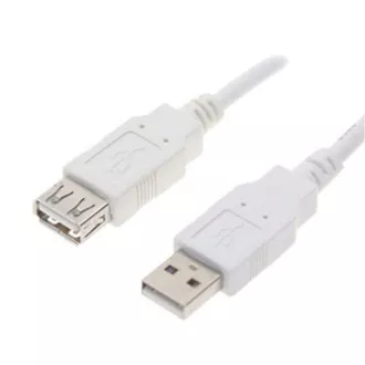 Logo USB predlžovačka (2.0), USB A samec - USB A samica, 0.3m, biela, blister