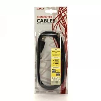 Logo USB kábel (2.0), USB A samec - USB A samec, 1.8m, černý, blister, High Speed