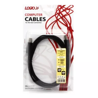 Logo USB kábel (2.0), USB A samec - USB B samec, 1.8m, blister