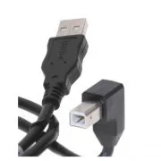 USB kábel (2.0), USB A samec - USB B samec, 2m, lomený 90 °, čierny