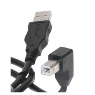 USB kábel (2.0), USB A samec - USB B samec, 2m, lomený 90°, čierny USB kábel (2.0), USB A samec - USB B samec, 2m, lomený 90°, čierny