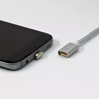 USB kábel s koncovkami (2.0), USB A samec - microUSB samec + Apple Lightning samec + USB C sam, 1m, kulatý, opletaný, strieborný,