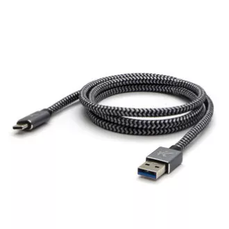 Logo USB kábel (3.2 gen 1), USB A samec - USB C samec, 1m, 5 Gb/s, 5V/3A, šedý, box, kovové opletenie, hliníkový kryt konektora