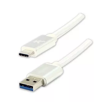 Logo USB kábel (3.2 gen 1), USB A samec - USB C samec, 1m, 5 Gb/s, 5V/3A, biely, box, nylonové opletenie, hliníkový kryt konektora Logo USB kábel (3.2 gen 1), USB A samec - USB C samec, 1m, 5 Gb/s, 5V/3A, biely, box, nylonové opletenie, hliníkový kryt konektora