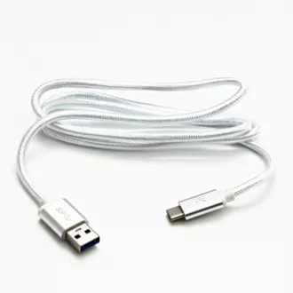 Logo USB kábel (3.2 gen 1), USB A samec - USB C samec, 1m, 5 Gb/s, 5V/3A, biely, box, nylonové opletenie, hliníkový kryt konektora Logo USB kábel (3.2 gen 1), USB A samec - USB C samec, 1m, 5 Gb/s, 5V/3A, biely, box, nylonové opletenie, hliníkový kryt konektora
