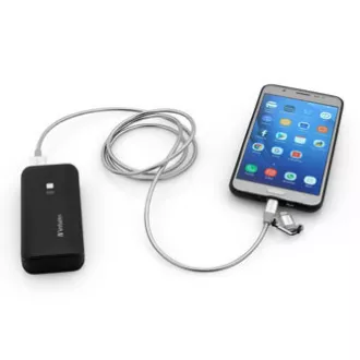 Verbatim USB kábel (2.0), USB A samec - microUSB samec + Apple Lightning samec, 1m, strieborný, box, 48869, 2 in 1 - nastaviteľná