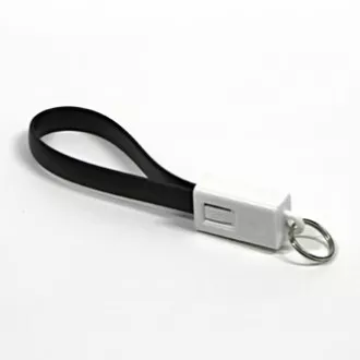 Logo USB kábel (2.0), USB A samec - microUSB samec, 0.2m, černý, blister, kľúčenka, DOPRODEJ