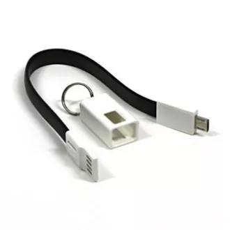 Logo USB kábel (2.0), USB A samec - microUSB samec, 0.2m, černý, blister, kľúčenka, DOPRODEJ