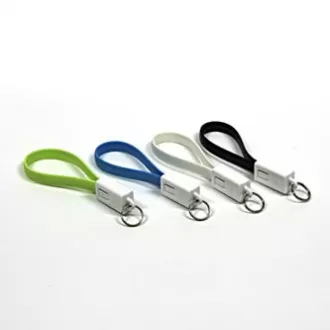 Logo USB kábel (2.0), USB A samec - microUSB samec, 0.2m, černý, blister, kľúčenka, DOPRODEJ