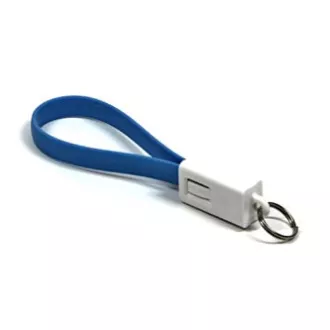 USB kabel (2.0), USB A samec - microUSB samec, 0.2m, modrý, kľúčenka, DOPRODEJ