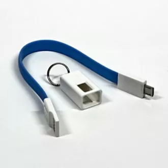 USB kabel (2.0), USB A samec - microUSB samec, 0.2m, modrý, kľúčenka, DOPRODEJ