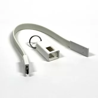 USB kabel (2.0), USB A samec - microUSB samec, 0.2m, biely, kľúčenka, DOPRODEJ