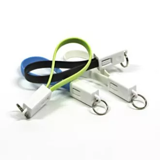 USB kabel (2.0), USB A samec - microUSB samec, 0.2m, biely, kľúčenka, DOPRODEJ